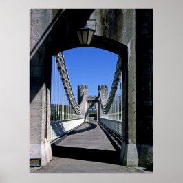 Conwy Suspension Bridge Conwy North Wales Postcard Poster