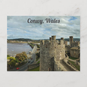 Conwy Wales Welsh Castle River Travel Photo Vykort