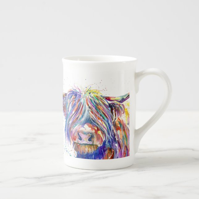 Coo2 Highland ko Scottish bone china mugg Benporslin Mugg (Höger)