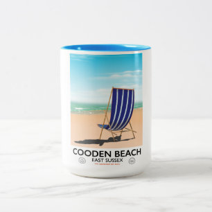 Cooden Beach Öster Sussex vintage resor poster Två-Tonad Mugg