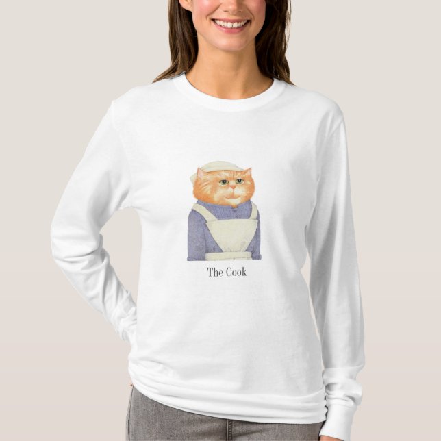 COOK CAT Dam Basic Långärmad T-Shirt (Framsida)