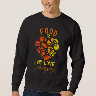 Cook Chef Foodie Retro Food är mitt Kärlek språk Lång Ärmad Tröja