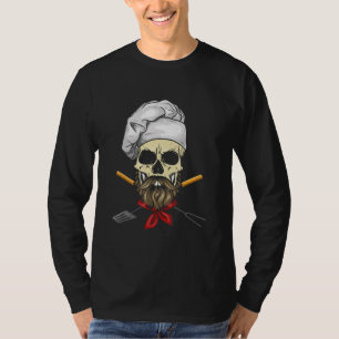 Cook Grill Master Chef Skull Ansikte Halloween Gif T Shirt