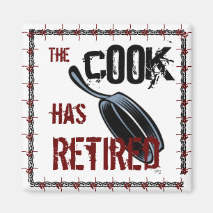 Cook har blivit pensionerad (röd/svart) magnet