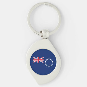 Cook Islands flagga Swirl Silverfärgad Nyckelring