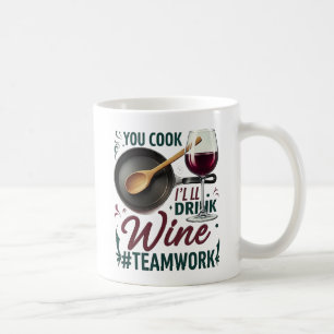 Cook, jag dricker Vin #Teamwork - Vin Älskare Kaffemugg