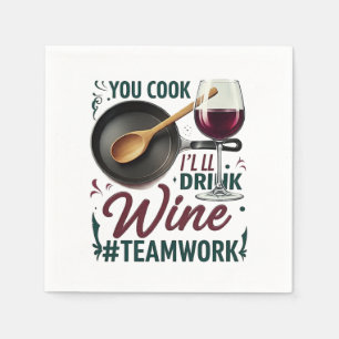 Cook, jag dricker Vin #Teamwork - Vin Älskare Pappersservett