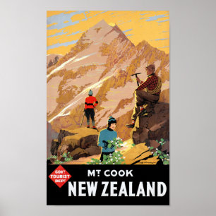 Cook New Zealand Travel Poster