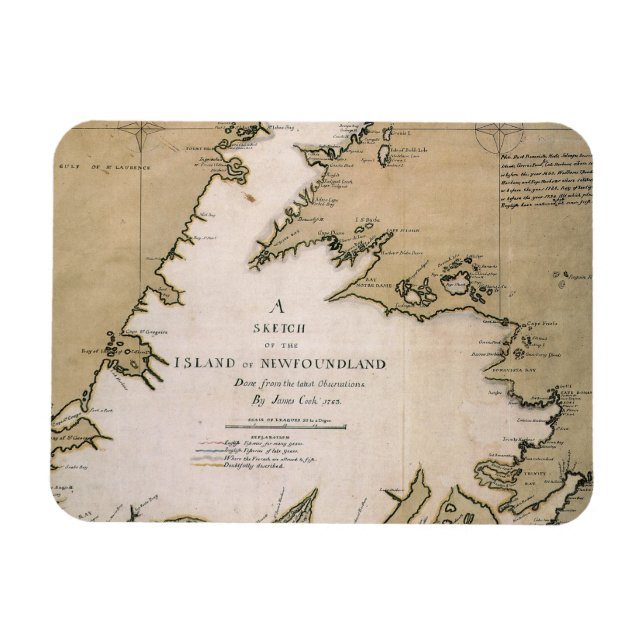 COOK: NEWFOUNDLAND, 1763 MAGNET (Horisontell)