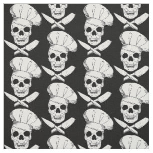 Cook- och Chef-Döskallar i Chef Hats Patterned Tyg
