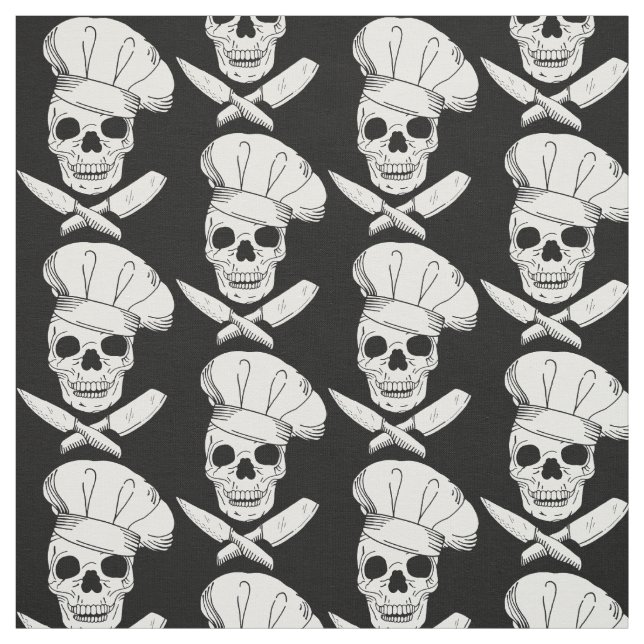 Cook- och Chef-Döskallar i Chef Hats Patterned Tyg (Provkarta)