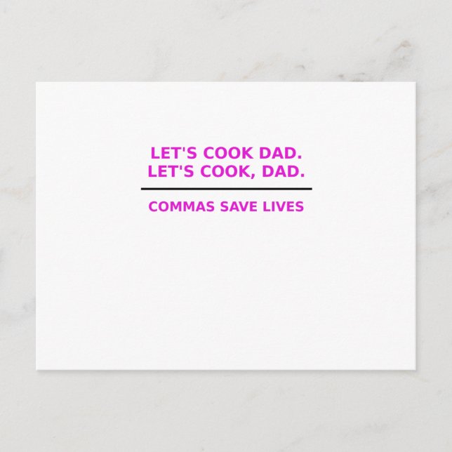 Cook Pappa Commas Spara Lives Vykort (Framsida)