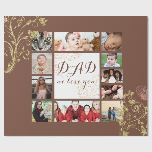 Cook Pappa we Kärlek You Family Photo Collage Presentpapper (Platt)