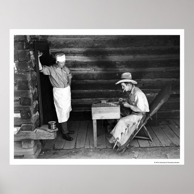 Cook tittar på cowboykort poster (Framsidan)