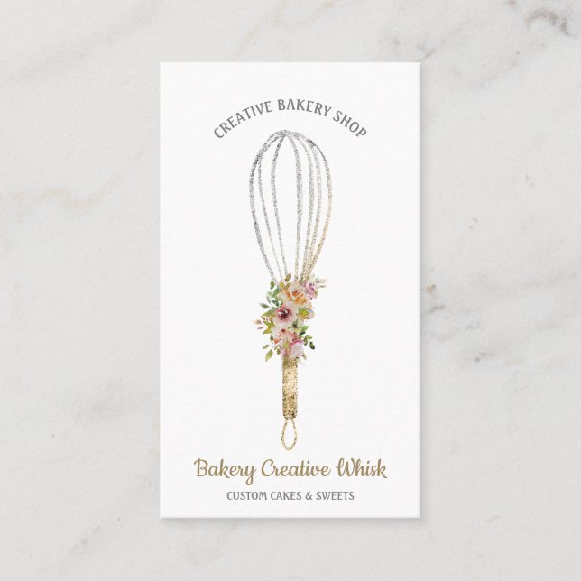 Cook Whisk logotyp pastry boho Visitkort (Framsida)
