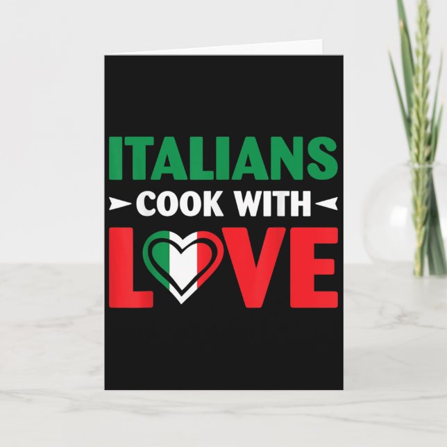 Cook With Love Italian Chef Funny Sayings Quotes  Kort (Framsida)