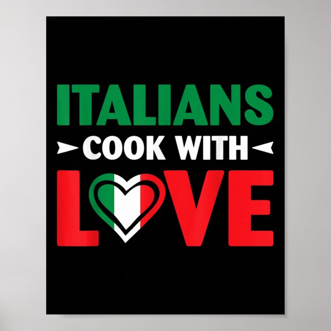 Cook With Love Italian Chef Funny Sayings Quotes  Poster (Framsidan)