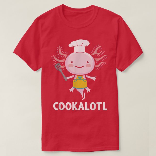 Cookalotl cooking Aolotl Chef with Toque and Spatu T Shirt (Design framsida)