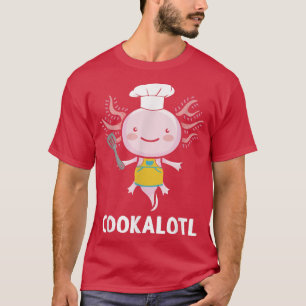 Cookalotl cooking Aolotl Chef with Toque and Spatu T Shirt