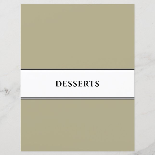 Cookbook Divider | Desserter | Sage Black White (Framsida)