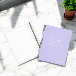 Cookbook Recipe Lavender Lila Girly Monogram
