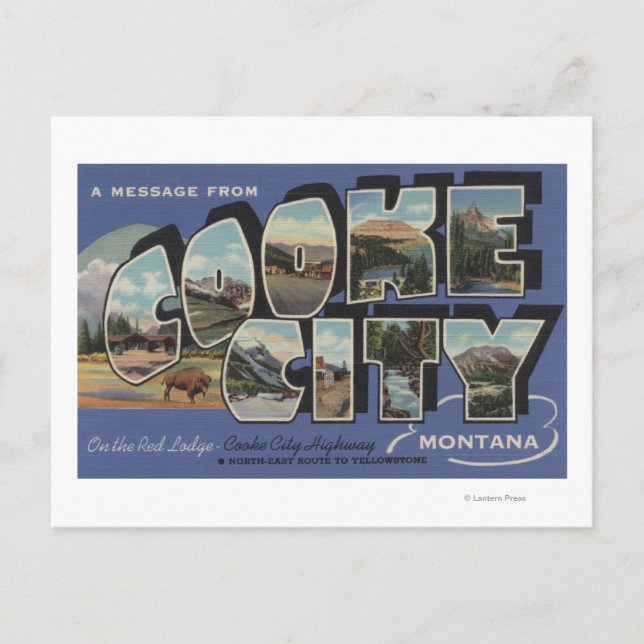 Cooke City, Montana - Large Brev Scenes Vykort (Framsida)