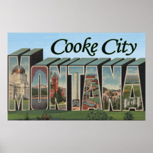 Cooke stad, Montana - stora brevplatser Poster