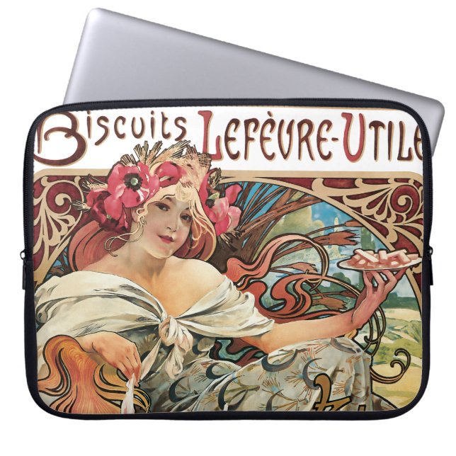 Cookie Advertisement Alphonse Mucha Art nouveau Laptop Sleeve (Framsidan)