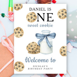 Cookie and Milk 1st Birthday Party  Poster