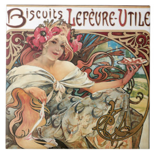 Cookie Art nouveau annons Alphonse Mucha Kakelplatta