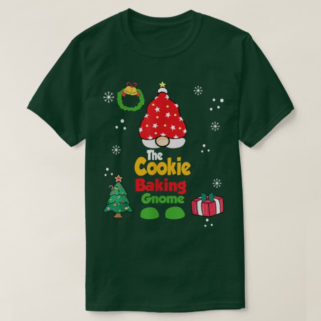 cookie bakande gnome roligt christmas pyjamas fo t shirt (Design framsida)