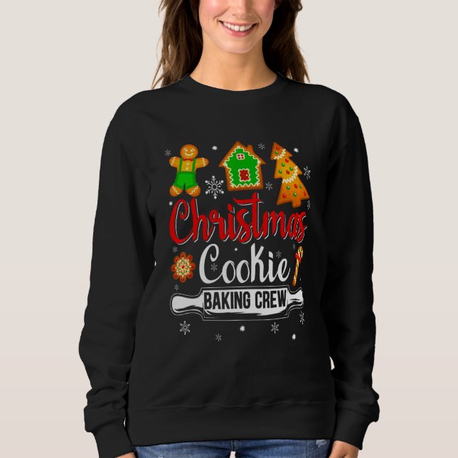 Cookie Baking Crew Christmas Xmas Team Gingerbread T Shirt (Framsida)