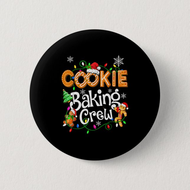 Cookie Baking Crew Cooking Lover Santa Xmas Ginger Knapp (Framsida)