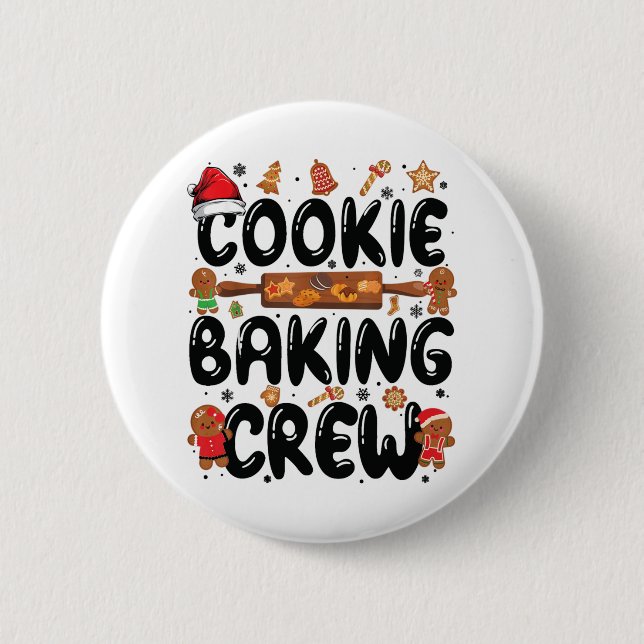 Cookie Baking Crew-familjen - julbrödder Knapp (Framsida)