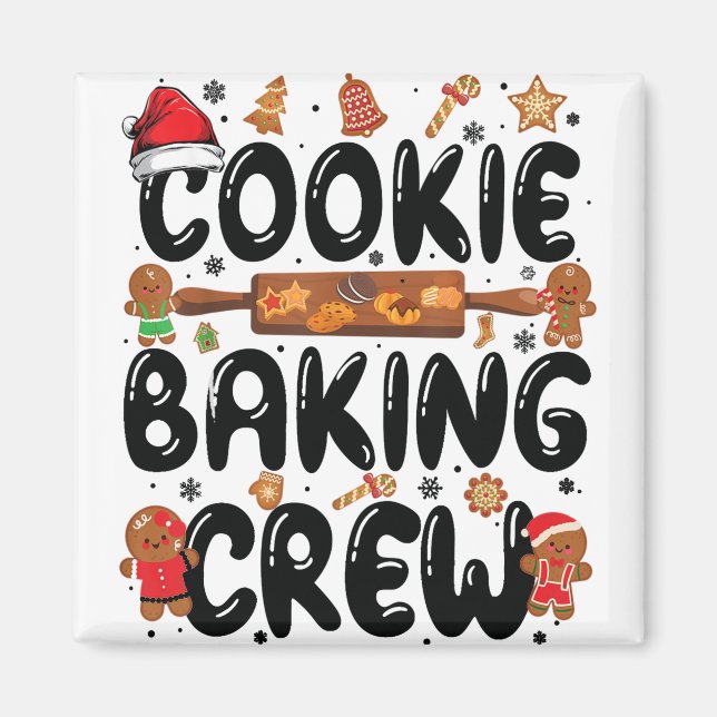 Cookie Baking Crew-familjen - julbrödder Magnet (Framsidan)