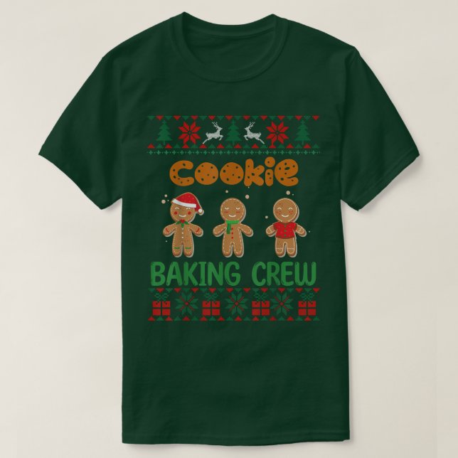 Cookie Baking Crew Gingerbread Cute Ugly Christmas T Shirt (Design framsida)