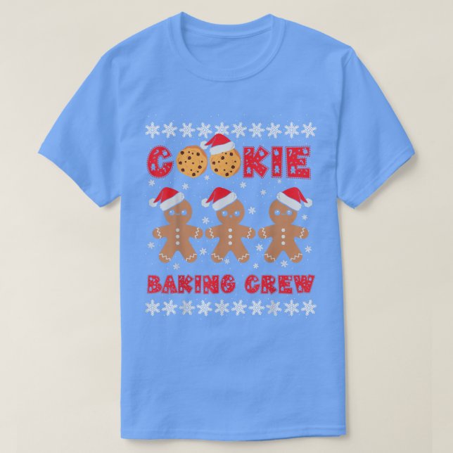 Cookie Baking Crew Gingerbread Men with Xmas Hats  T Shirt (Design framsida)