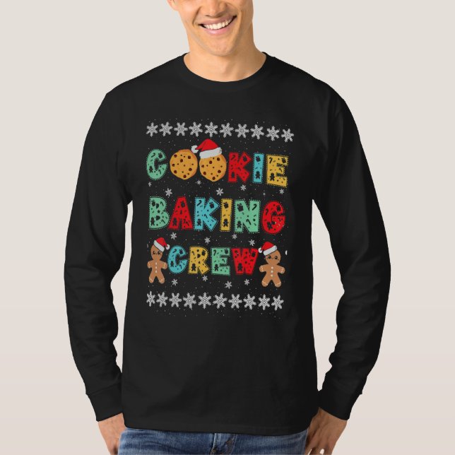 Cookie Baking Crew Gingerbread Men With Xmas Hats  T Shirt (Framsida)