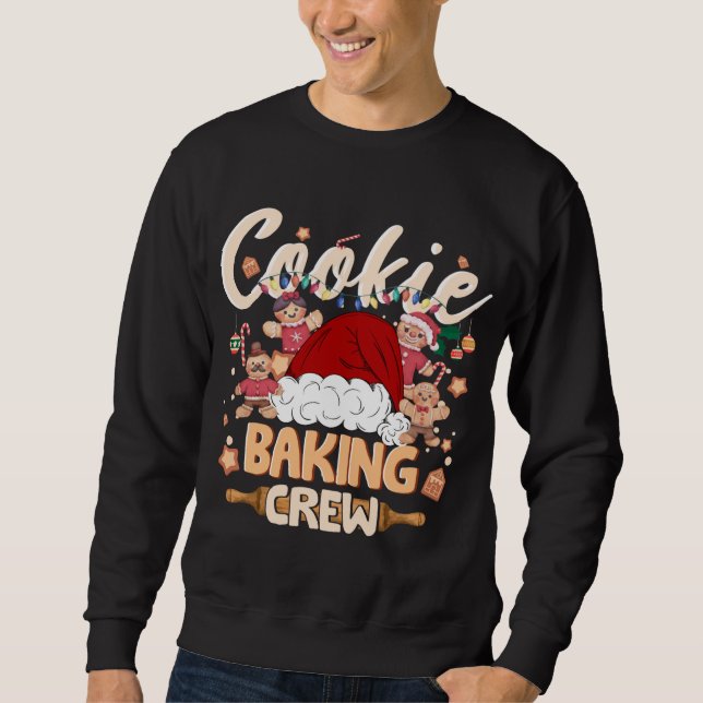 Cookie Baking Crew jultomten Gingerbröd Xma Lång Ärmad Tröja (Framsida)