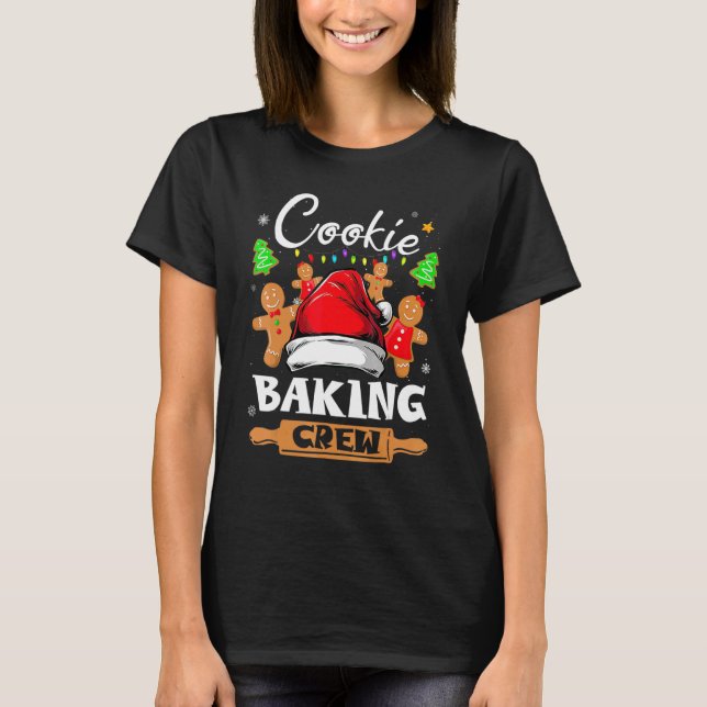 Cookie Baking Crew jultomtsfamiljens Gingerbr T Shirt (Framsida)