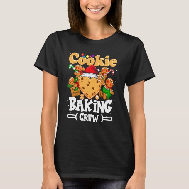 Cookie Baking Crew jultomtsfamiljens Gingerbr T Shirt (Framsida)
