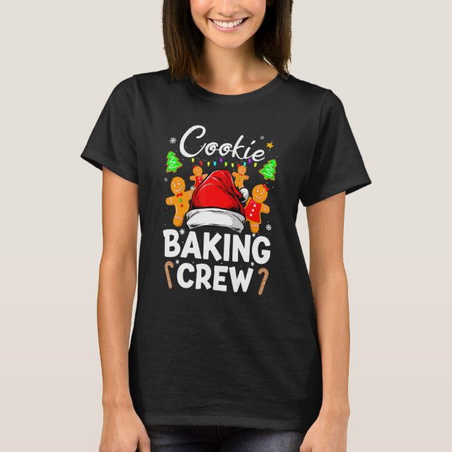 Cookie Baking Crew jultomtsfamiljens Gingerbr T Shirt (Framsida)