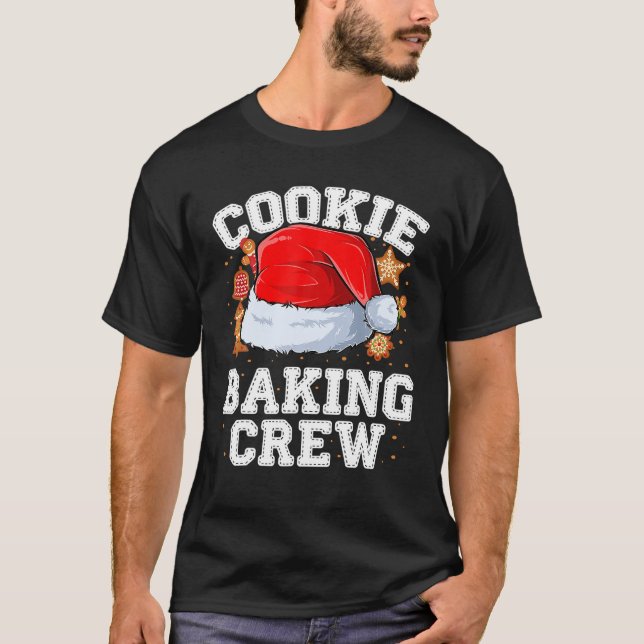 Cookie Baking Crew Santa Gingerbread Team Glad T Shirt (Framsida)