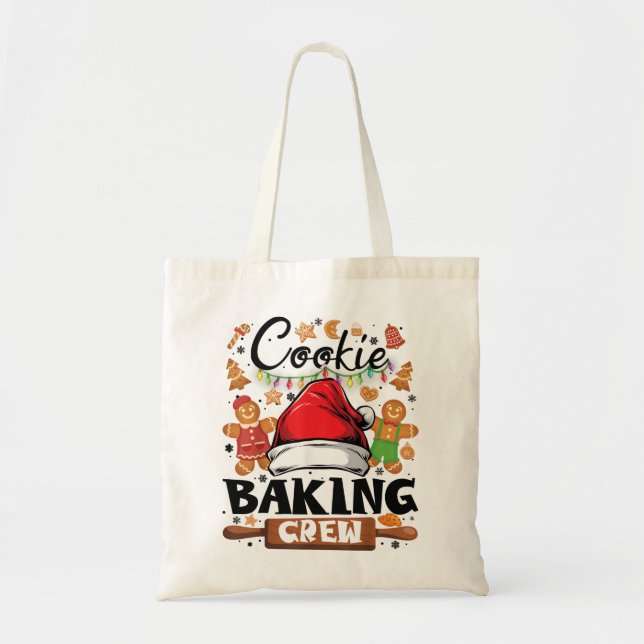 Cookie Baking Crew Shirt-julfamiljen Gingerbr Tygkasse (Framsidan)