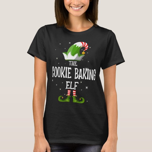 Cookie Baking Elf-familjen matchar jul T Shirt (Framsida)