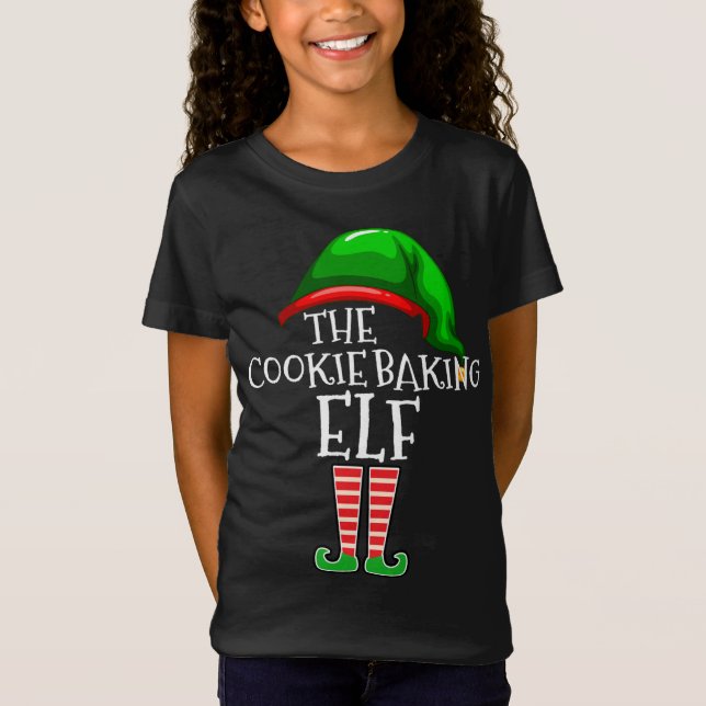 Cookie Baking Elf-familjen som matchar julgrisen T Shirt (Framsida)