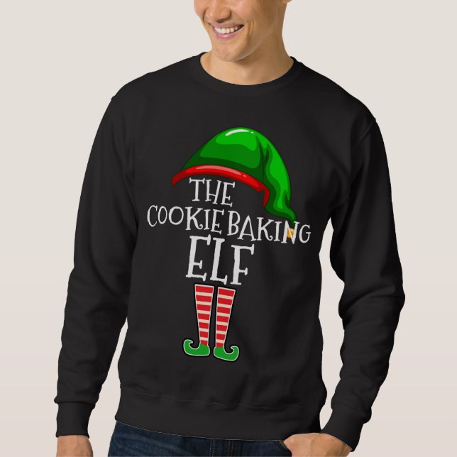Cookie Baking Elf Family Matching Group Lång Ärmad Tröja (Framsida)