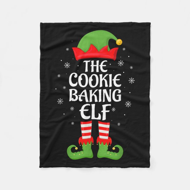 Cookie Baking Elf Julafton Family Matching Elf Squ Fleecefilt (Framsidan)