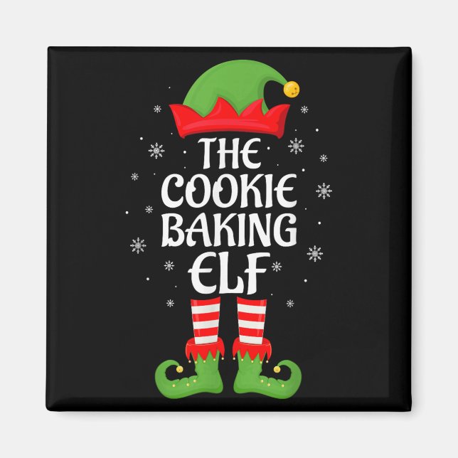 Cookie Baking Elf Julafton Family Matching Elf Squ Magnet (Framsidan)