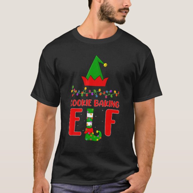 Cookie Baking Elf Matching Family Lighting Christm T Shirt (Framsida)